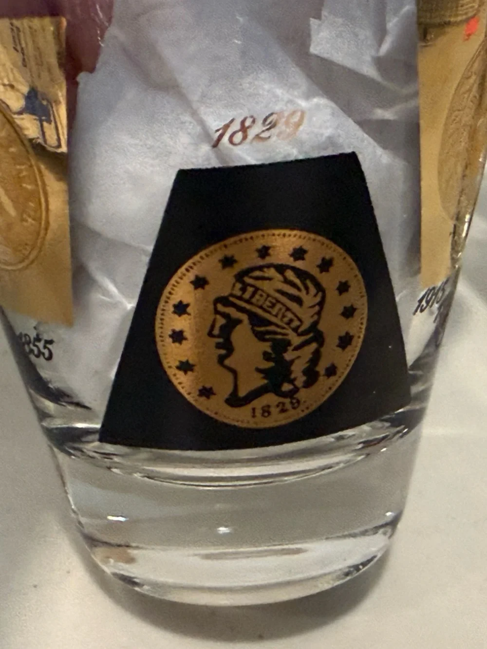 Set 3 Mid Century Cera Glass 22K Gold w/ Coin Emblem Design 